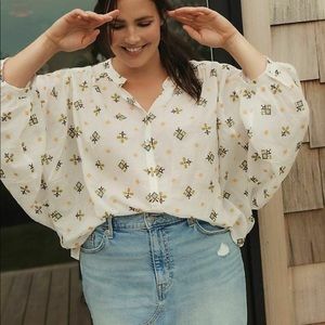 Anthropologie Lisabetta Embroidered Dolman Top